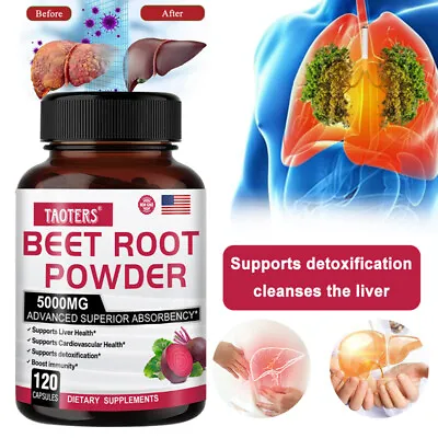 Beetroot Powder Capsules X 120 Superfood Support For Blood Pressure & Digestion • £9.02