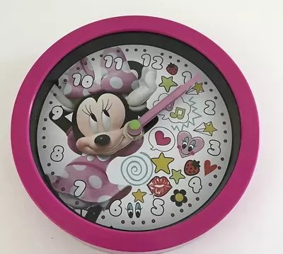 Disney Minnie Mouse Pink Clock 6  With Love Wall Hanging Tested And Working • £12.53