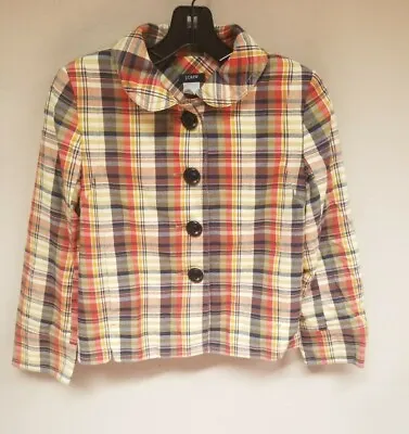 J. Crew Womens Cropped Blazer Top 4-Button Front Shoulder Pads Plaid Multicolor • $22.13