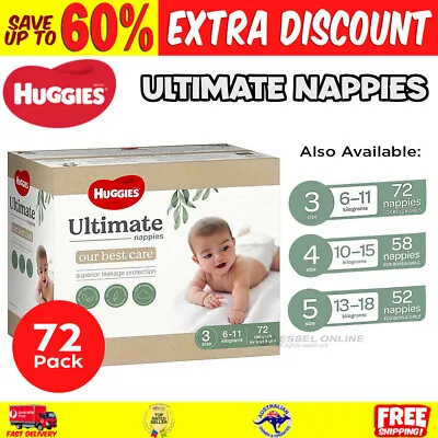 $58.99 • Buy Huggies Ultimate Nappy Pants For Boys & Girls Size 3-5 6kg-18kg Unisex Jumbo Pk