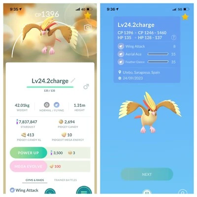$8.30 • Buy Pidgeot Legacy Wing Attack Lv24 Pokemon Trade Go  Pokémon Go, 2 Charge Pvp  1500
