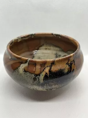Beautiful Handmade Studio Art Pottery Bold Earth Tones Bowl Artist Signed  • $18.99