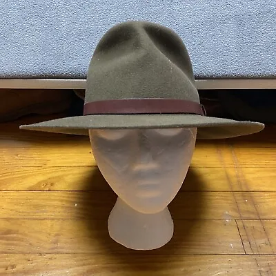 Vintage J Crew Hat Men’s Small Olive 100% Wool Alan Fedora Grant Cowboy USA Made • $40