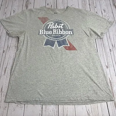PBR Pabst Blue Ribbon Beer Graphic T Shirt Mens Medium Gray Short Sleeve Tee • $14.95