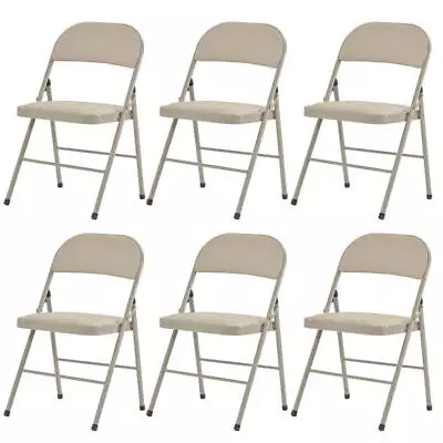 Set Of 6 Folding Chairs Upholstered Padded Seat Metal Frame Home Office • $95.90