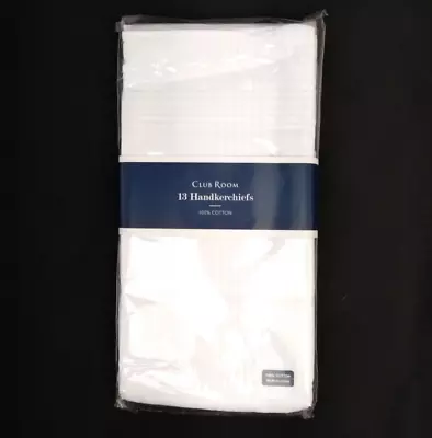 CLUB ROOM Mens Handkerchief Set White Border-Stripe 100% Cotton Hankies 13 Pack • $16.09