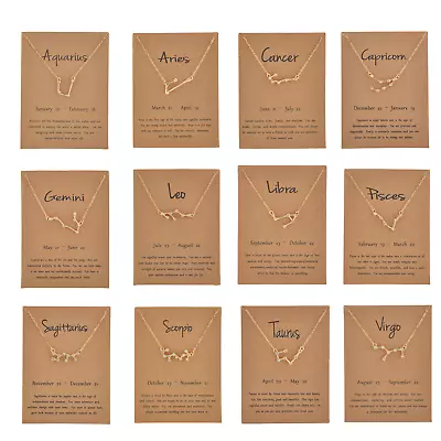 Ladies Gold 12 Horoscope Astrology Zodiac Letter Birth Sign Chain Necklace Gift • £3.79