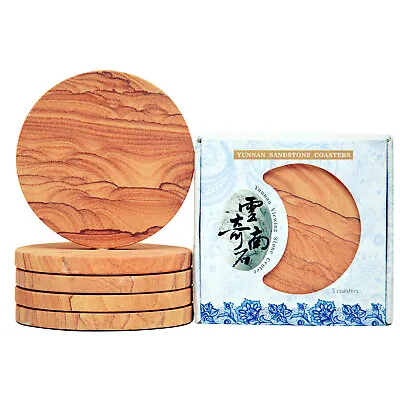 $25.99 • Buy Sandstone Drink Coasters (5 Pc. Set) Absorbent Natural Stone|Heat-Treated Crafts