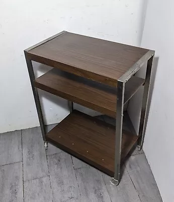 Vintage Rolling Record/Vinyl Bar Cart Mid Century Modern Retro Formica Metal • $112.50