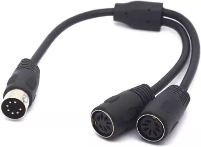  7 Pin Plug Male To 2 7Pin Din Female Jack Y Splitter Stereo Cable 30cm • £7.95