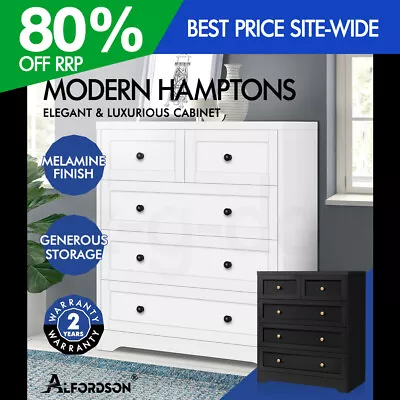 ALFORDSON 5 Chest Of Drawers Hamptons Storage Cabinet Dresser Tallboy • $199.95