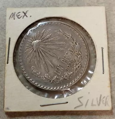 1926 Mexico Un Peso - .72 Silver - Old Cleaning - High Grade • $18.95