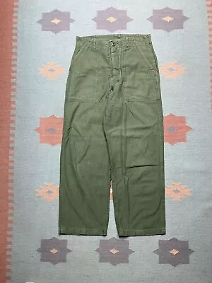 Vintage OG 107 Pants Military Sateen Type 1 Trousers Vietnam Button Fly 29x28 • $75