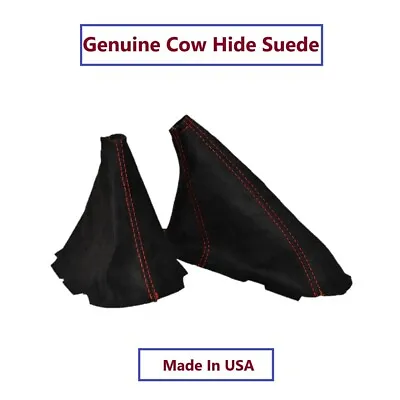 New Suede MANUAL Shift & E-Brake Boot Cover In Red Stitch For CORVETTE C5 97-04 • $55.15