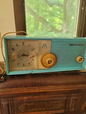 Vintage Motorola Blue Tube Alarm Clock AM Radio 5S24CW 1957 Radio Works! • $150