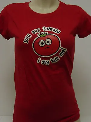 Womens Juniors David & Goliath You Say Tomato I Say Bite Me Red Tee T-Shirt  • £11.56
