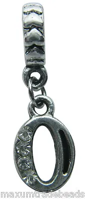 A Rhinestone Metal Bead Letter O Large Hole (5mm) Fit European Charm Bracelets • £1.49