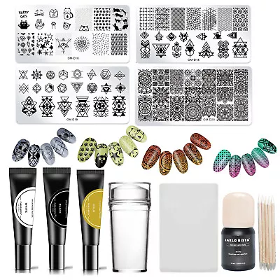 Nail Art Stamp Stencil Nail Stamping Kit Set Template Plate Stamper & Scraper • $30.95