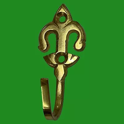 £3.50 • Buy 10x Solid Brass Fleur De LYS Curtain Tieback Holders/Hooks