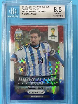 Lionel MESSI #1 2014 Panini PRIZM World Cup STARS Red/Blue PLAID PRIZMS BGS 8.5 • $299