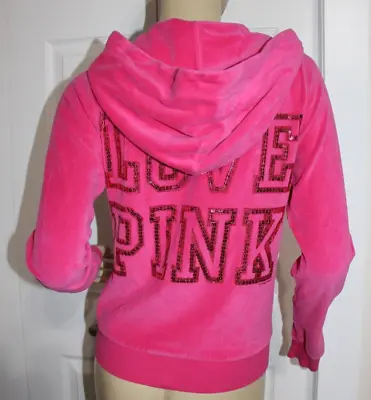 Victoria's Secret Pink Hoodie Hooded Sweatshirt Bling Sequins Embellished XSmall • $24.99