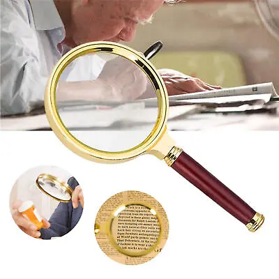 1pcs Vintage Magnifying Glass 10X Handheld Reading Magnifier With Wood Handle • $7.82