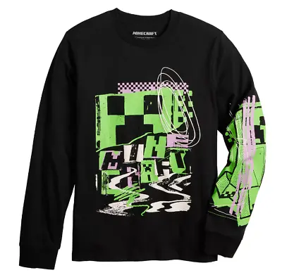 Mojang Minecraft Long-Sleeve T-shirt Youth Size Medium Black Creeper NWT • $6.93