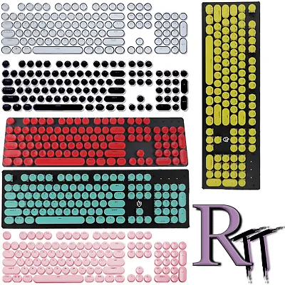 White Retro Steampunk Round Typewriter Keycaps 104 Keys ABS Mechanical Keyboard • $19.98
