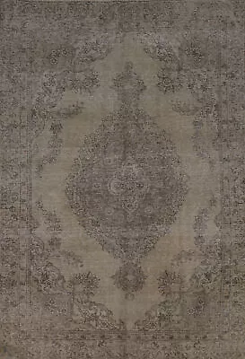 Vintage Muted Distressed Wool Tebriz Area Rug Hand-made Living Room Rug 6x9 • $932