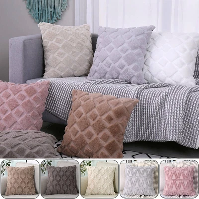 16 /18 /20 /24  Fluffy Plush Geometric Cushion Cover Pillow Case Sofa Home Decor • $19.73