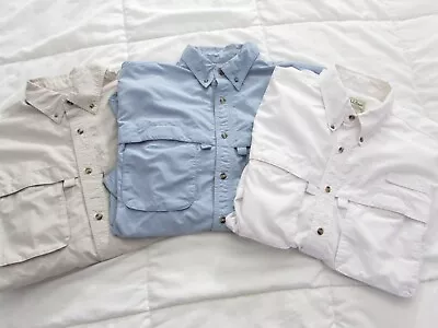 Lot Of 3 L.L. Bean Button Front LS Vented Fishing Shirts OPD24 MEDIUM Shirt Fly • $36