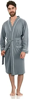 Bathrobe For Mens Knit Robe Lightweight Summer Cotton Blend Bathrobe NY Threads • $20.35