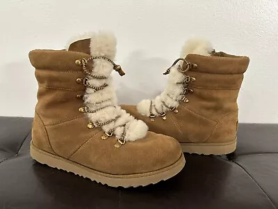 UGG Viki Waterproof Boots Womens SIZE 6 Chestnut Brown Side Zip Gently Used • $9.99