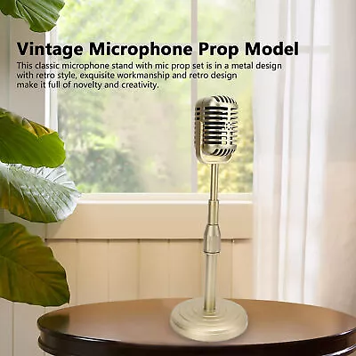 Simulation Old Fashioned Mic Model With Stable Base And Support Rod Retro St HB0 • $34.10