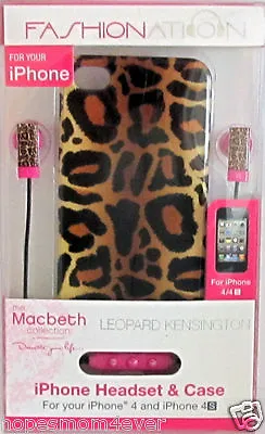 New Fashionation Leopard Case For Iphone 4/4s & Earbuds W/mic Macbeth Bogo 50% • $9.99