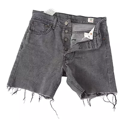 Levi's 501 Jean Shorts Size 29 High Rise Washed Black Button Fly Boy Bermuda Oak • $29.39