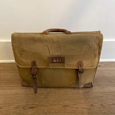 Vintage US ARMY Military Style Tan Heavy Canvas Briefcase / Attache Monogrammed • $120