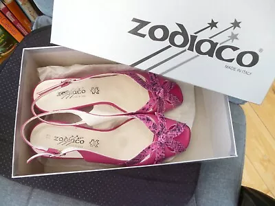Ladies Shoes Zodiaco Size 6/39 Peep Toe Wedge Sling Back Pink Heel 2.5  • £3.50