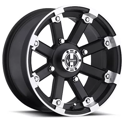 15x8 Vision 393 Lockout Matte Black Mach Lip UTV Wheel 4x137 (-10.2mm) • $132.60