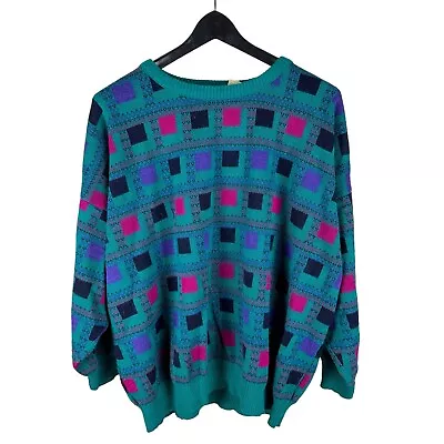 Vintage 90s Women’s Victoria Jones All Over Print Pattern Sweater Size 3XL • $24.99