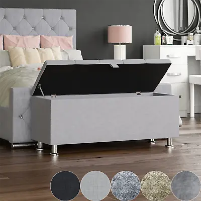 £65.99 • Buy Storage Ottoman Trunk Chest Bedding Blanket Box Large Fabric Bench Pouffe Seat
