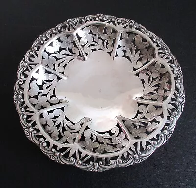 Antique 800 Silver Pierced Candy Dish Bon Bon Nut Bowl Bread Basket Not Sterling • $245