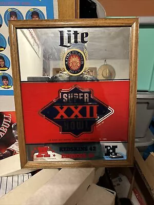 Miller Lite Super Bowl XXII (22) Mirror 21 In By 17 In Redskins Broncos • $100