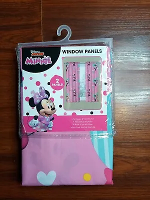 Disney Junior Minnie Mouse  2 Window Panels Curtains Pink Size 82x63 Fun Vibrant • $14.99