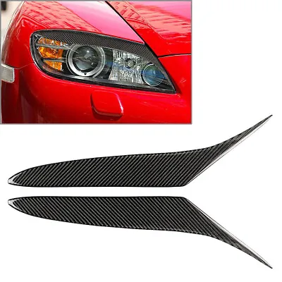 Carbon Fiber Car Headlight Eyebrows Eyelids Cover Trim For Mazda RX-8 RX8 04-08 • $15.60