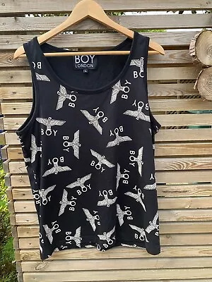 Men’s Boy London Black With White Eagle Emblem Print Vest Top Size L • £8