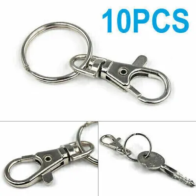 10 Swivel Clip Bag Key Ring Findings Chain KEYFOBS CHARMS CRAFTS Lobster Clasp • £3.29