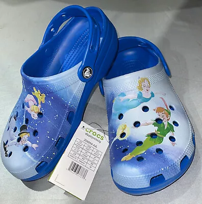 Disney Park Peter Pan Crocs Classic Clog Casual Shoes Slip On Size Woman 7 NWT • $59.99