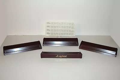 Set Of 4 Deluxe Maroon & Gold Plastic Scrabble Game Letter Tile Racks Holders • $10.99