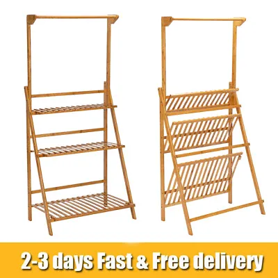 £11.99 • Buy 3 Tier Wooden Ladder Storage Rack Display Stand Shelving Unit Bedroom Kitchen